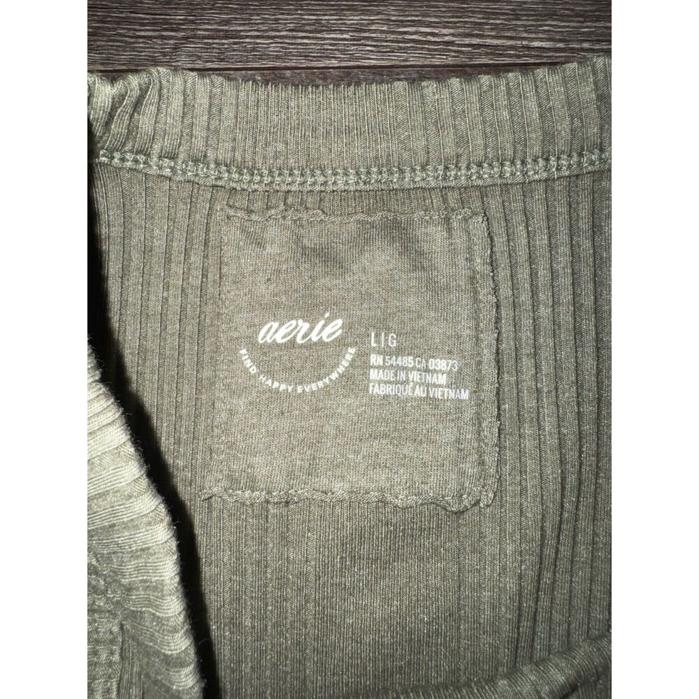 Aerie Green Ribbed Cropped Tank Top Size Large - Picture 3 of 4